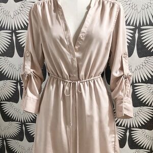 Express Silky Satin Roll-Tab Shirt Dress Size XXS
